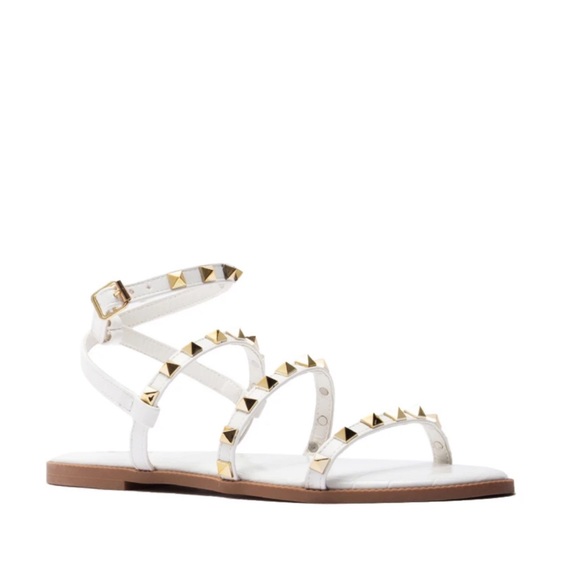 White pyramid stud gladiator sandals - Picture 4 of 9